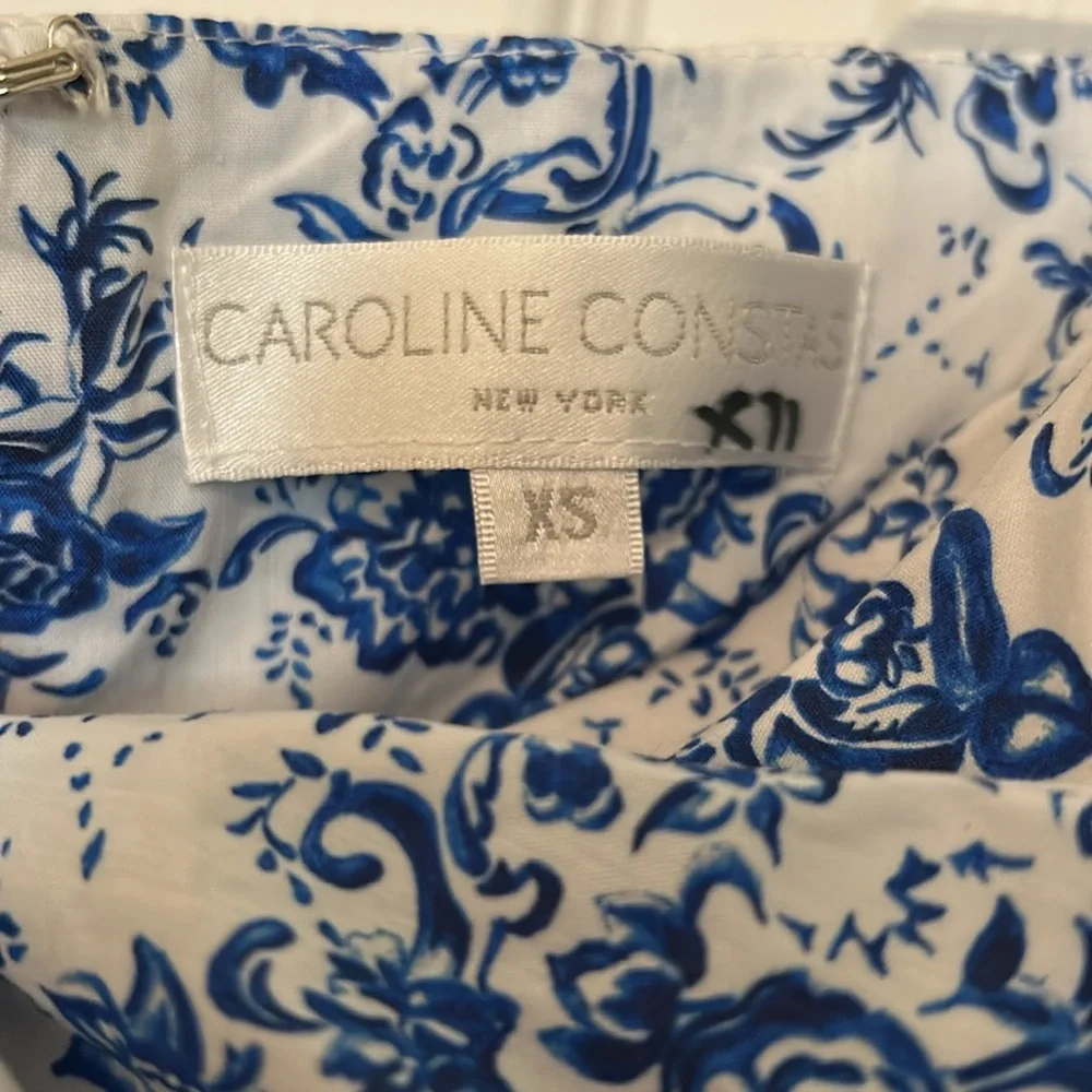 Caroline Constas Brie Top in Blue Toile